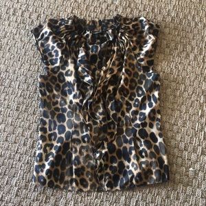 Leopard silk ruffled top